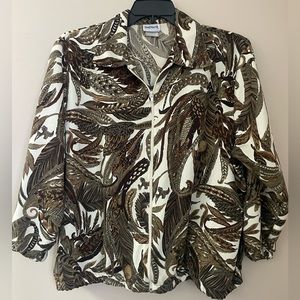 Vintage Bon Worth Jacket XL Full Zip Pockets Brown and‎ White